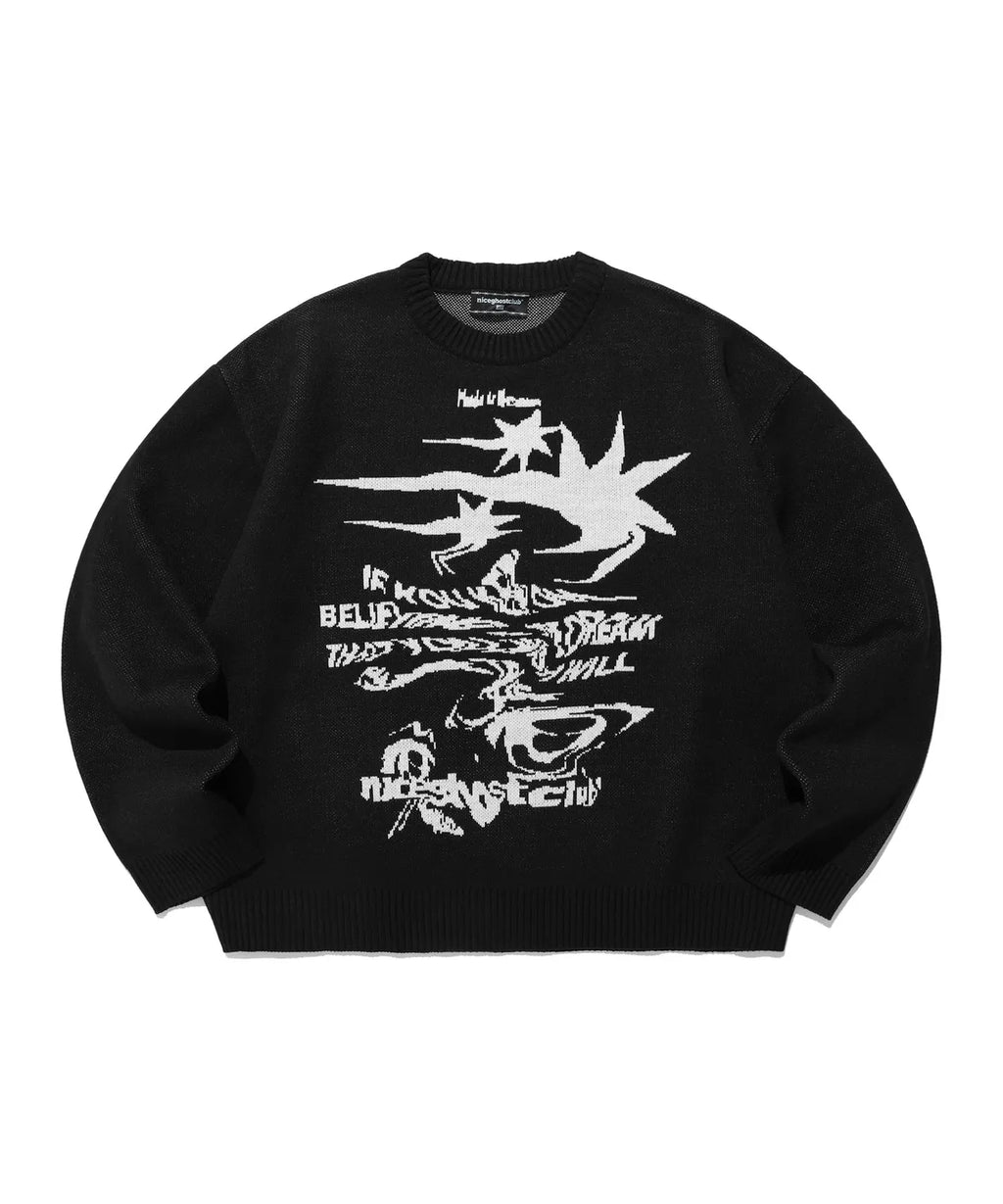 niceghostclub TORNADO LOGO KNIT_BLACK