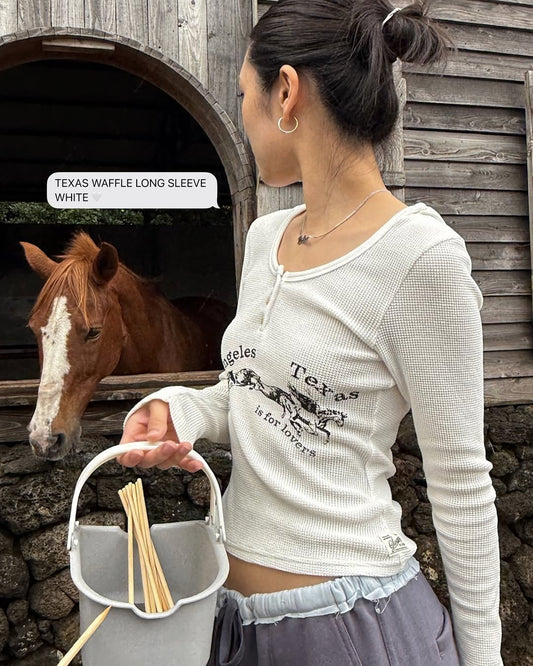 GLOWNY TEXAS WAFFLE LONG SLEEVE (WHITE)