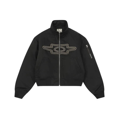 LSC Appliqué Hidden Hoodie Ma-1 Jacket Black