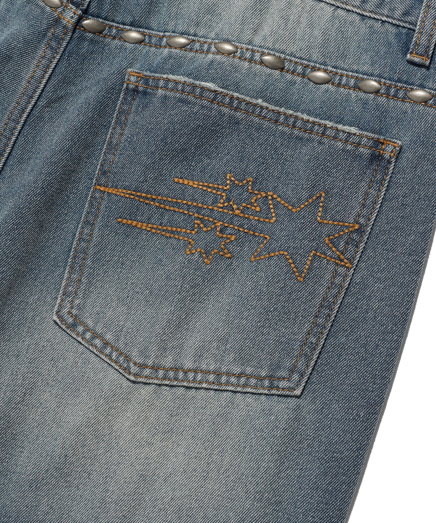 niceghostclub STUD DENIM BERMUDA PANTS [BLUE]