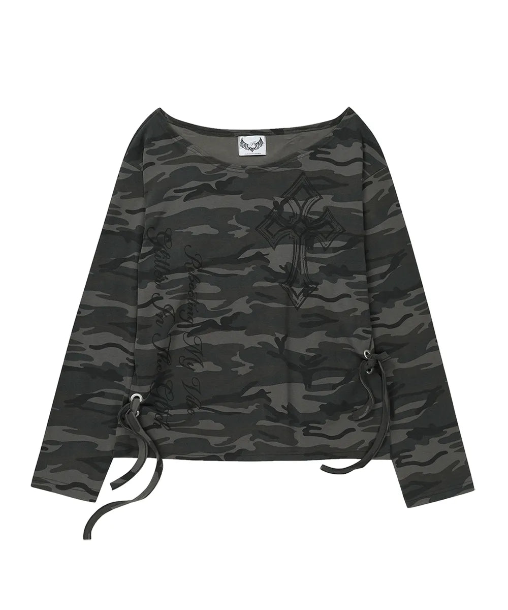 GILA ARCHIVE ONE SHOULDER GRAPHIC LONG SLEEVE_CAMO
