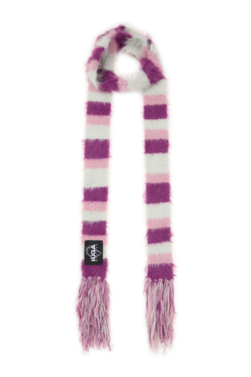 IUGA Striped Hairy Skinny Muffler (Magenta)