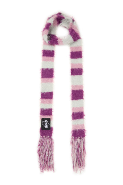 IUGA Striped Hairy Skinny Muffler (Magenta)