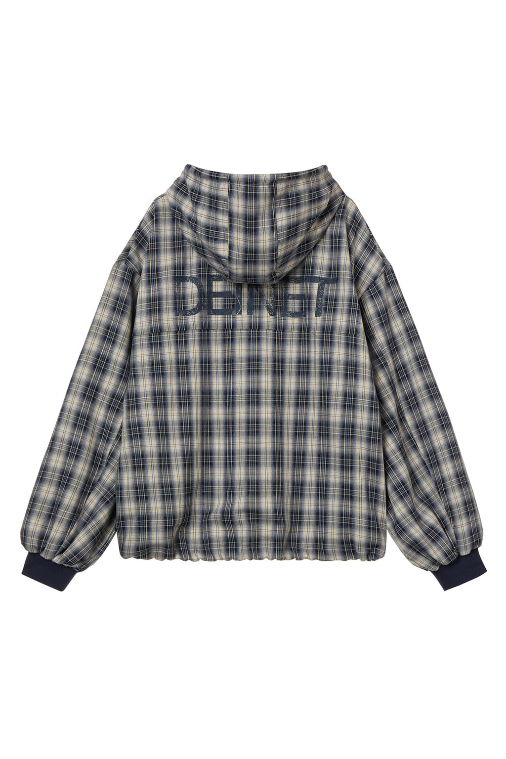 DEINET CHECK BOMBER JACKET IN NAVY