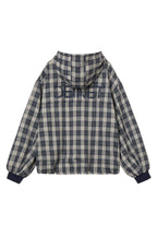 DEINET CHECK BOMBER JACKET IN NAVY