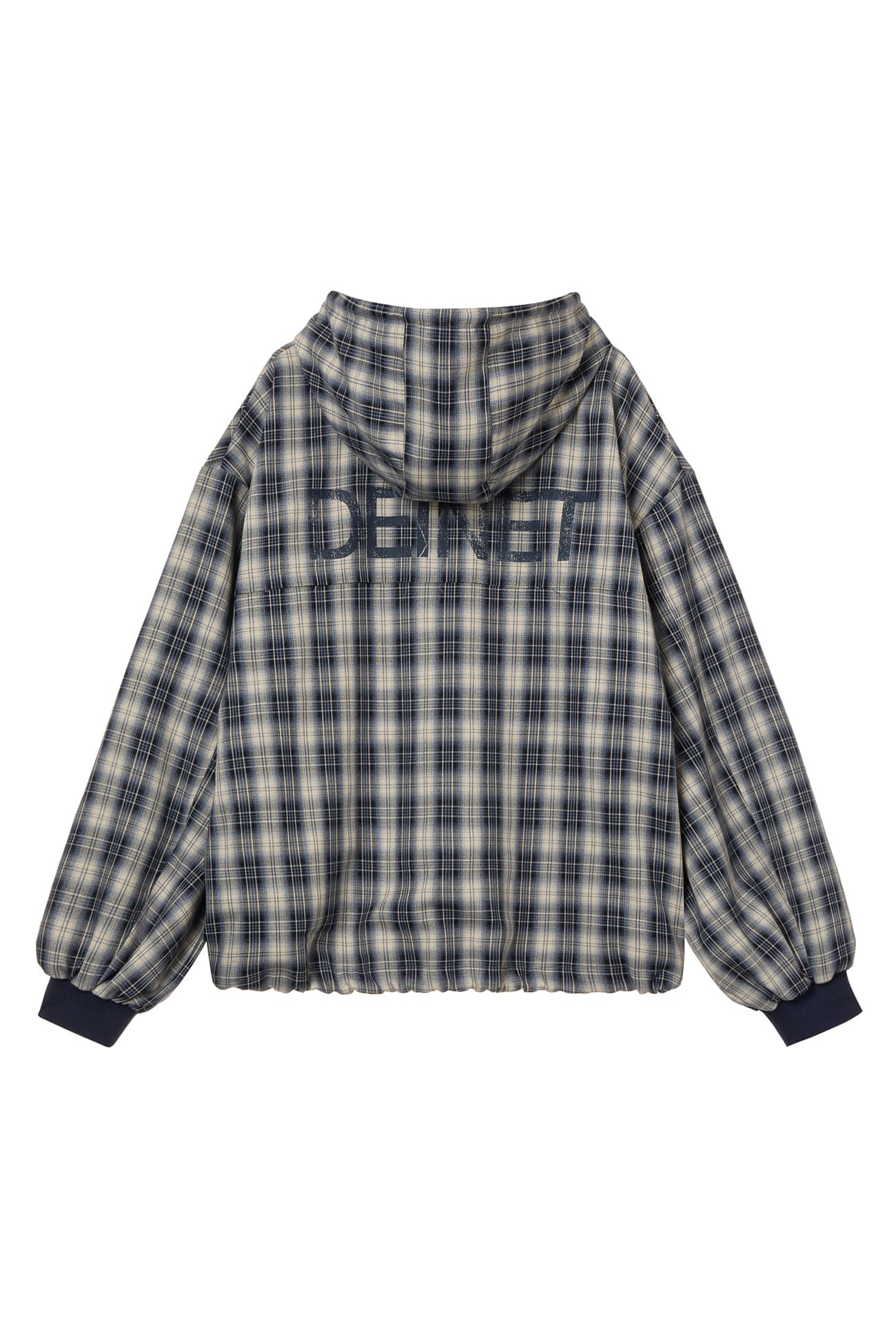 DEINET CHECK BOMBER JACKET IN NAVY
