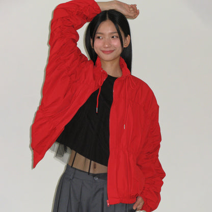 RONRON SHIRRING WIND JUMPER / RED