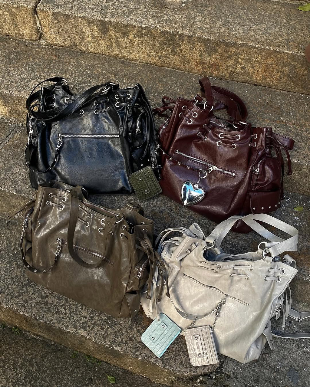 DEINET NEW STUD STRING BIG BAG IN BURGUNDY