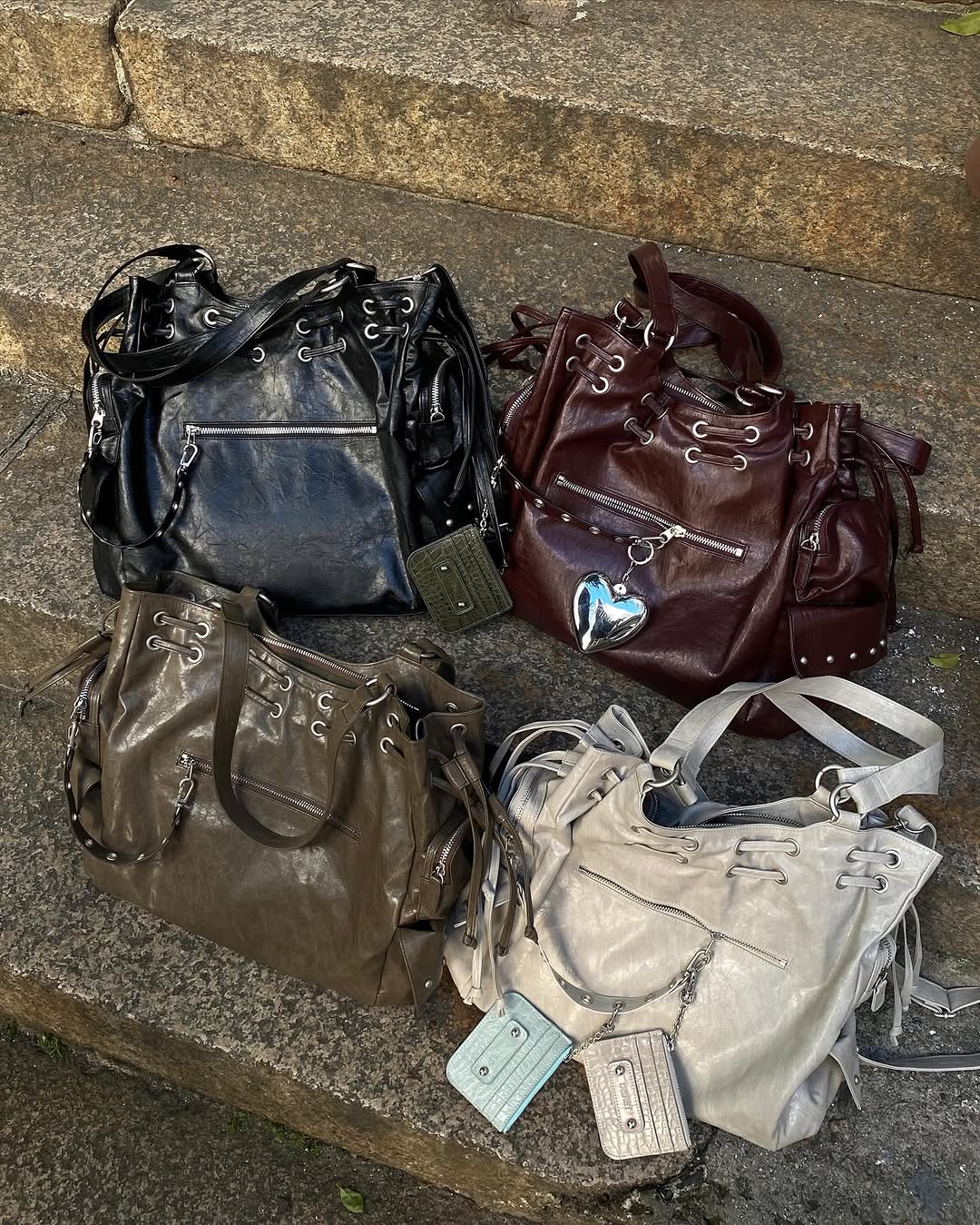 DEINET NEW STUD STRING BIG BAG IN BURGUNDY