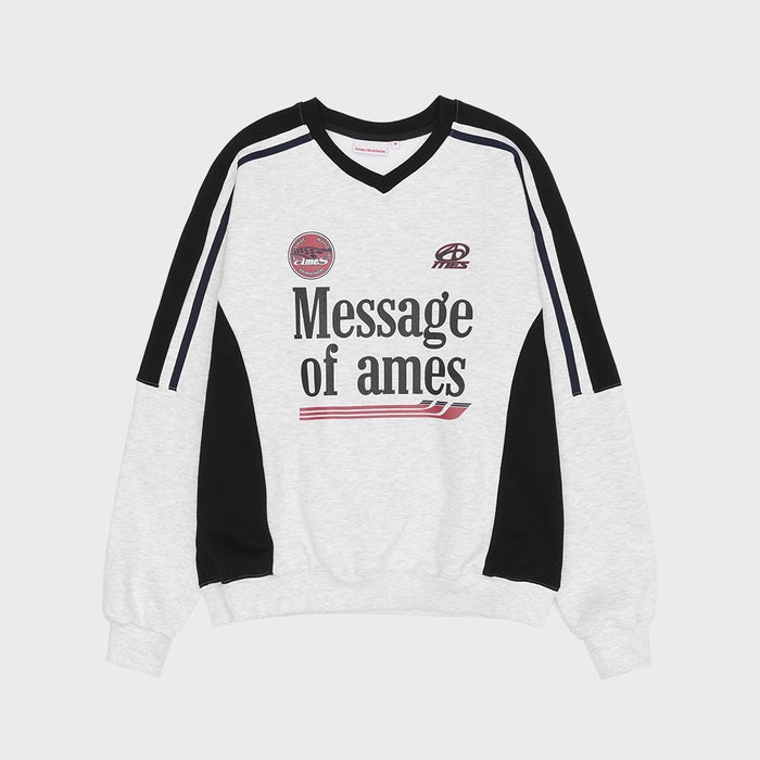 [jeonghan同款🎀] Ames-Worldwide V NECK UNIFORM SWEATSHIRT BLACK / GREY