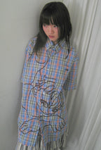 niceghostclub angel check big big half shirt [2colors]