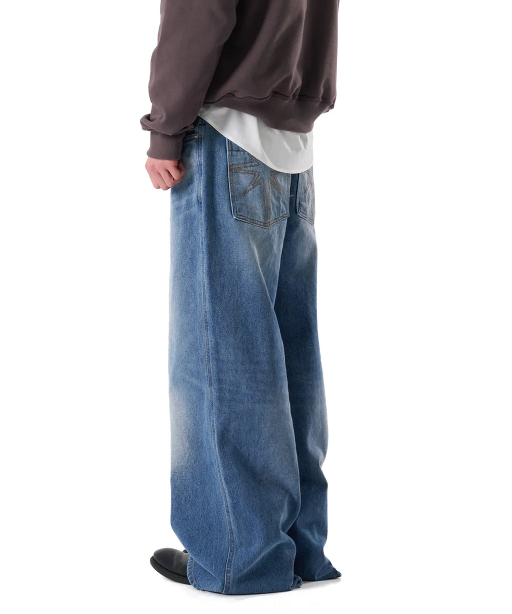 Needlework Denim Pants (Blue)