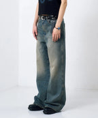 Needlework Denim Pants (Sand Blue)