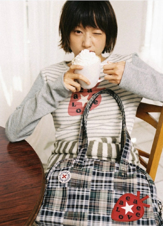 aeae EMBROIDERY TOTE BAG [MIXED CHECK]