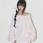 ILLIGO PURE BOW OFF SHOULDER SWEATSHIRT PINK