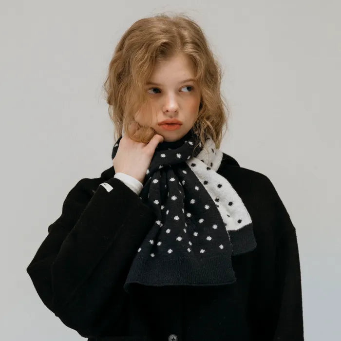 NEWYORKWORKS EMBROIDERY DOT DOUBLE SIDED MUFFLER_NAVY