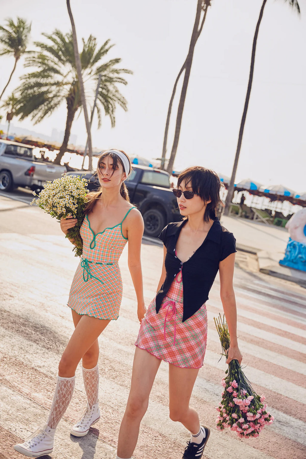 APRILPOOLDAY CLAUDIA'S FOREVERY MINI SKIRT / PINK TARTAN