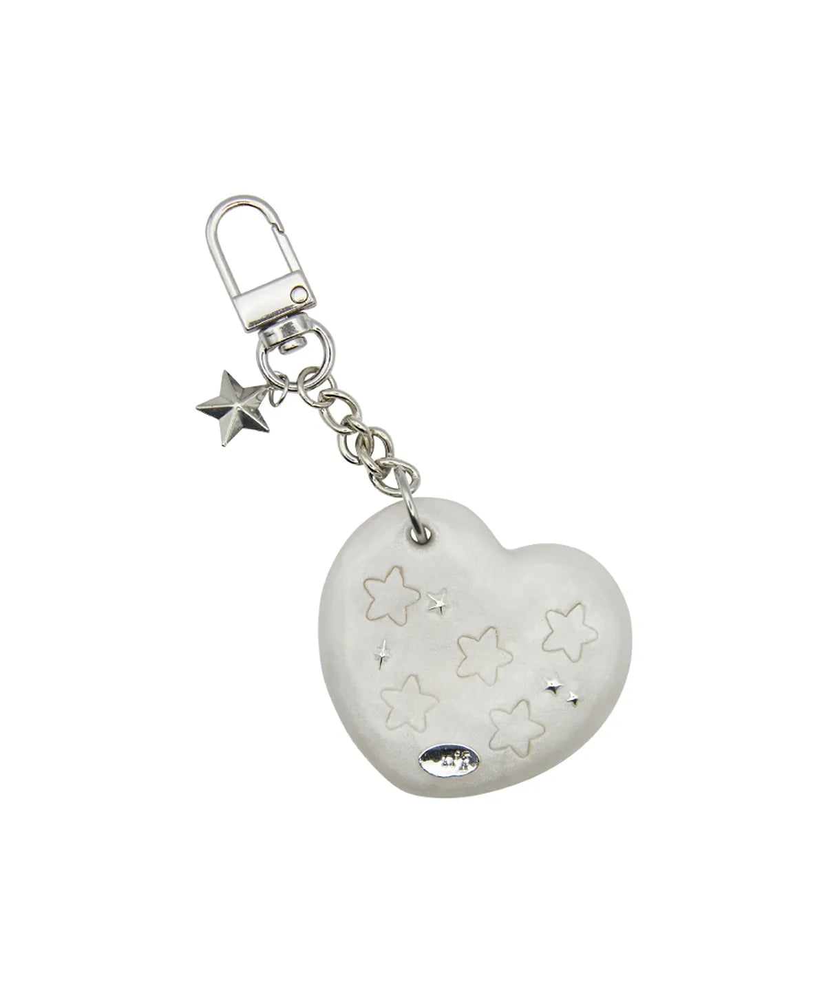 NFF Heart Star Mirror Key Ring-white pearl