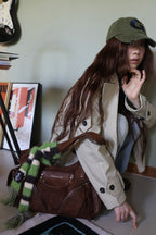 IUGA Striped Hairy Skinny Muffler (Green)