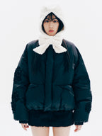 YOUHEE RIBBON SHEARING BARACLAVA BLACK / WHITE