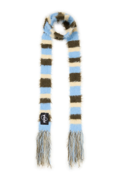 IUGA Striped Hairy Skinny Muffler (Sky Blue)