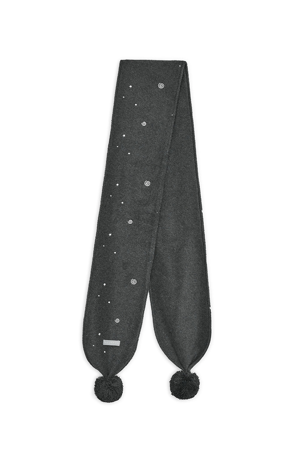 hugyourskin Embo pom-pom fleece muffler (Charcoal)