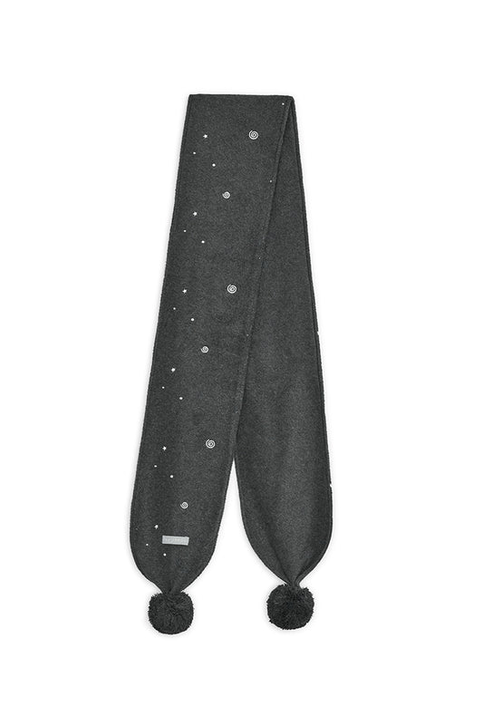 hugyourskin Embo pom-pom fleece muffler (Charcoal)