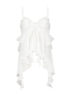 [asif calie] CHIFFON RUFFLE SLEEVELESS BLOUSE WHITE