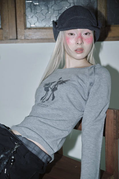 hugyourskin Fallen angel button knit top (Grey)