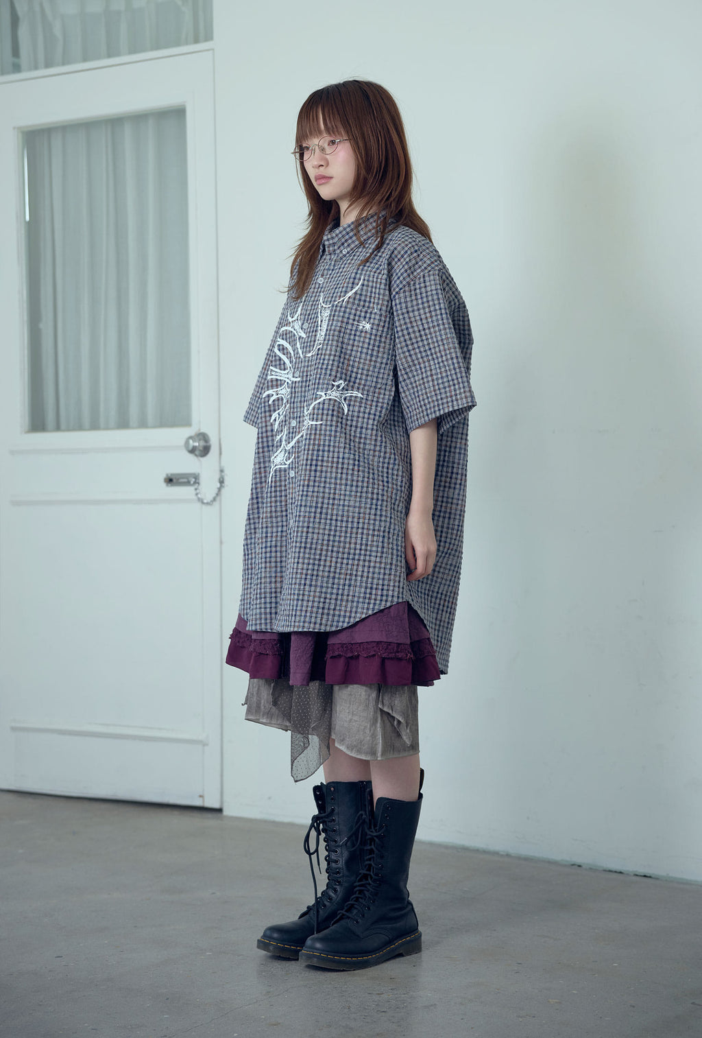 niceghostclub tornado star check big big half shirt [2colors]