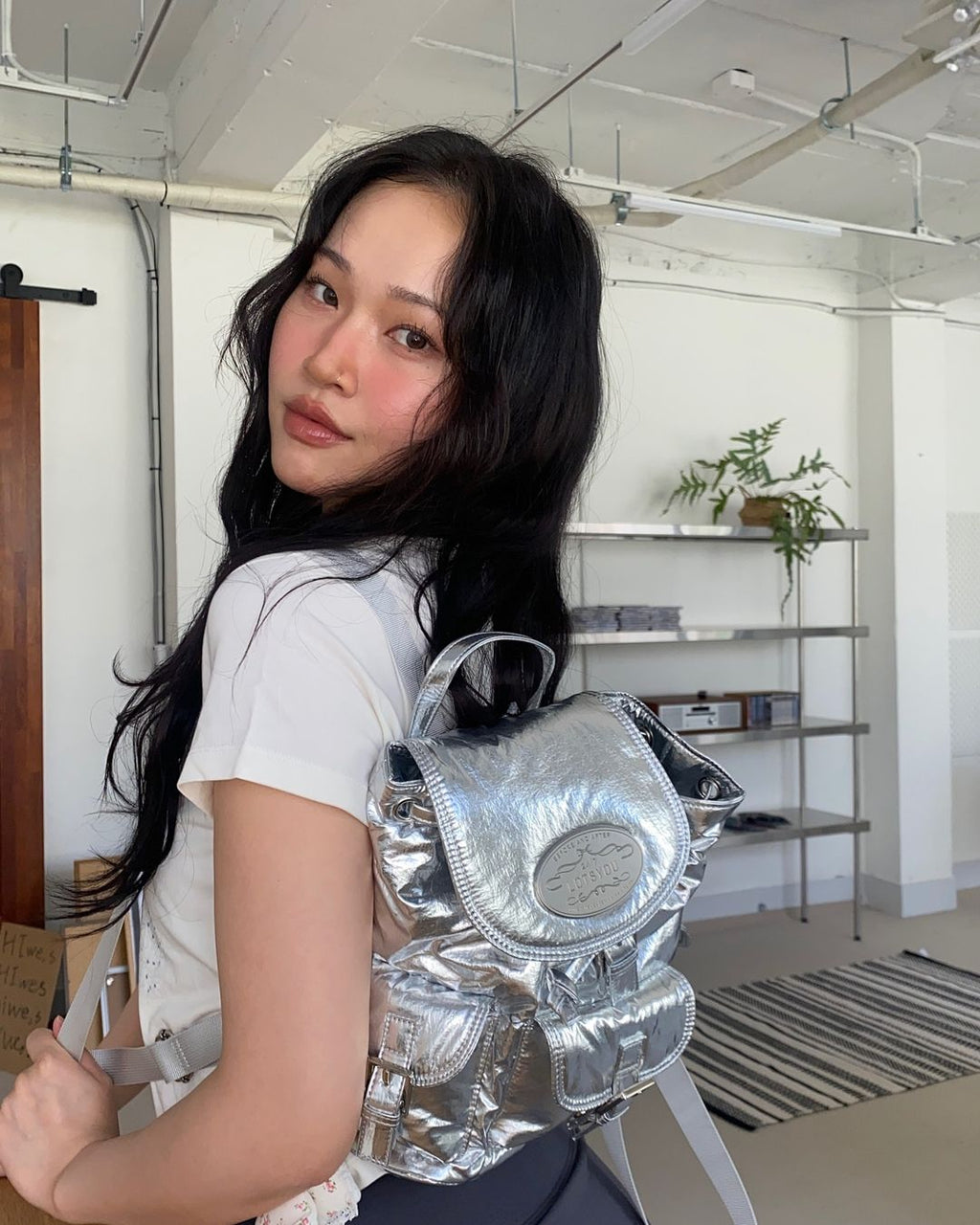 [Minnie同款🎀] lotsyou Nostalgia Chubby Backpack - Silver