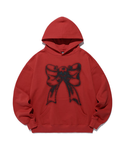 niceghostclub SKULL RIBBON HOODIE [RED]