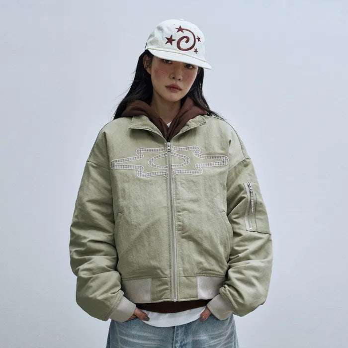 LSC Appliqué Hidden Hoodie Ma-1 Jacket Beige
