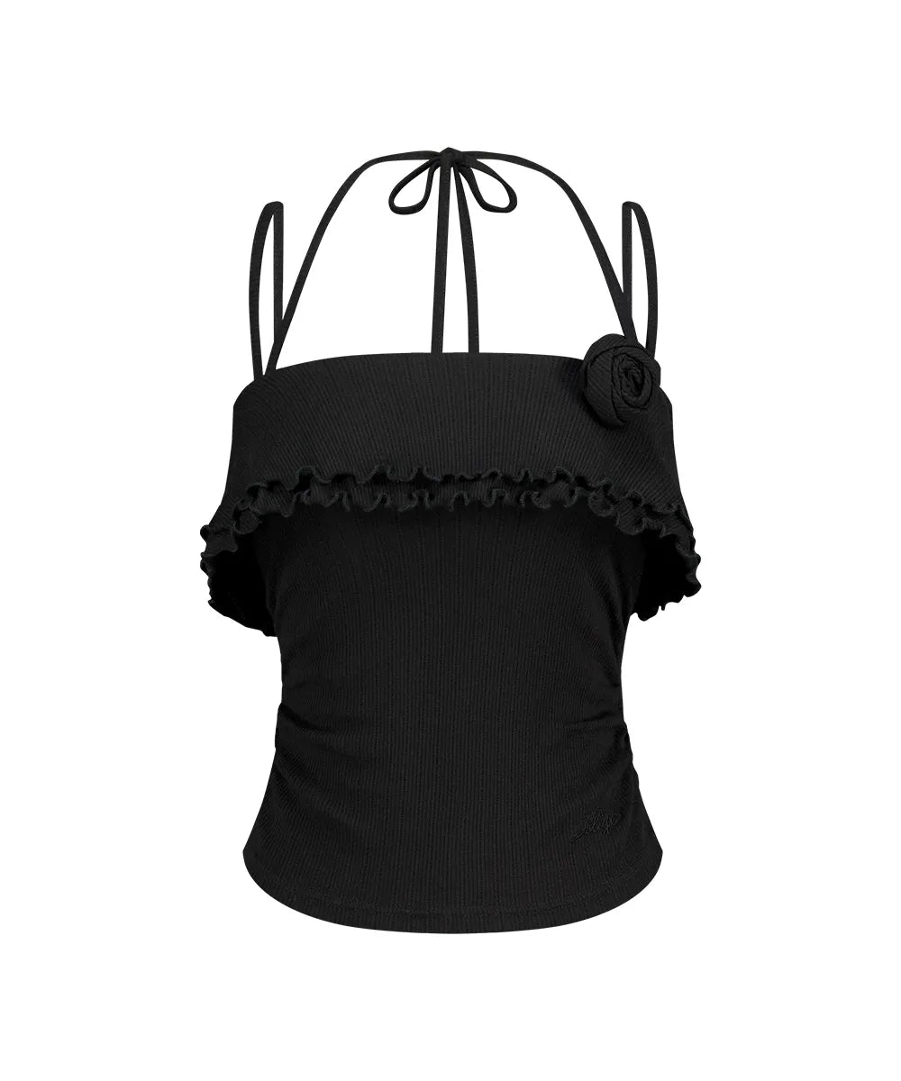 [ILLIGO] ROSE RUFFLE SLEEVELESS_4 COLORS