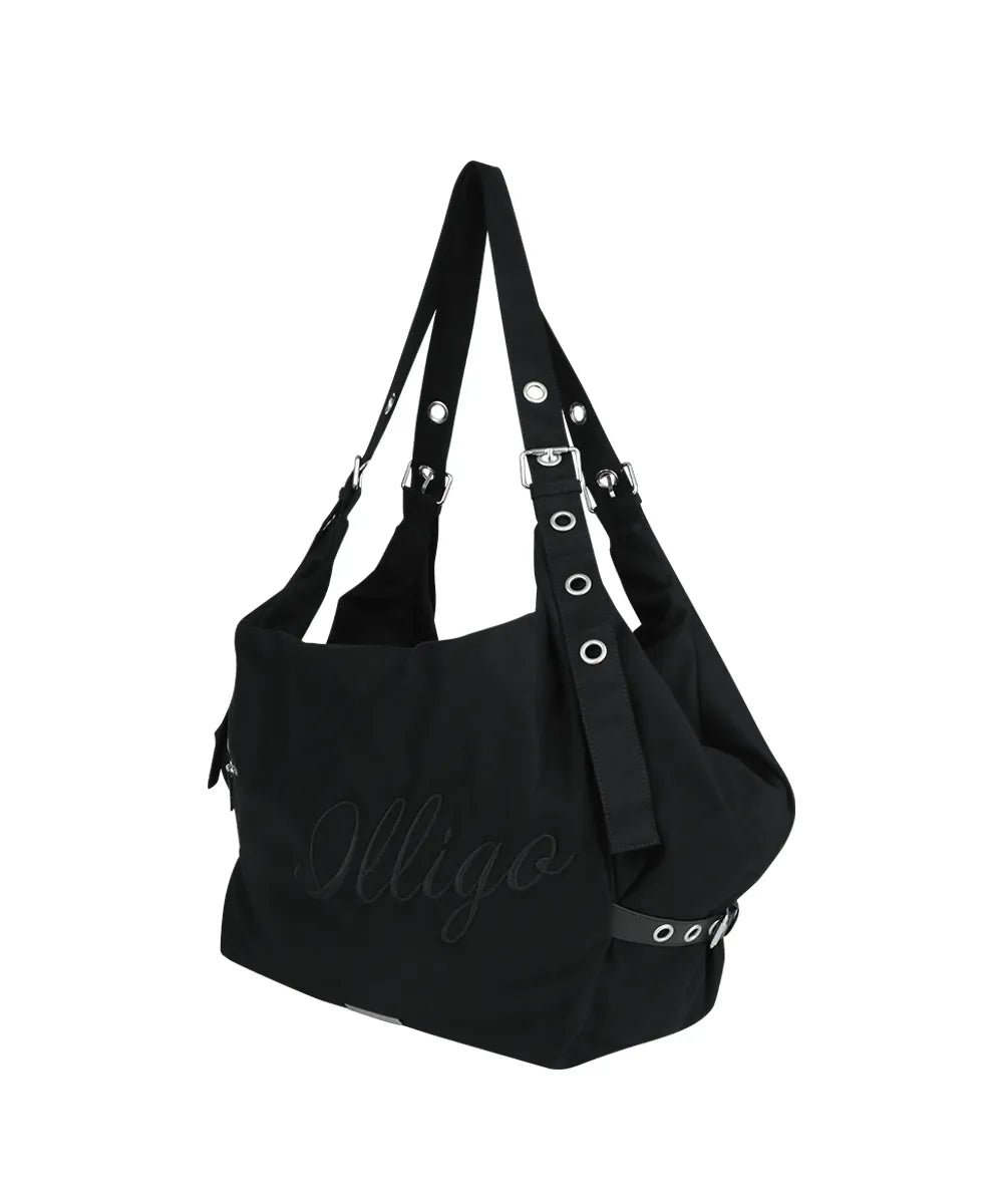 ILLIGO LETTERING BIG SHOULDER BAG - BLACK