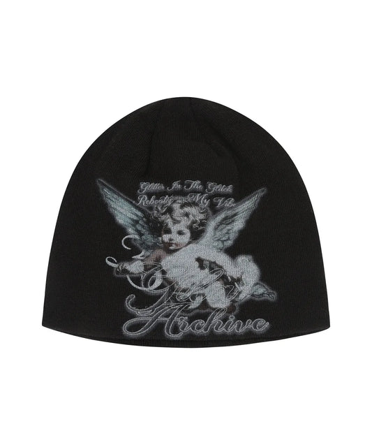 GILA ARCHIVE BABY ANGEL GRAPHIC BEANIE_BLACK