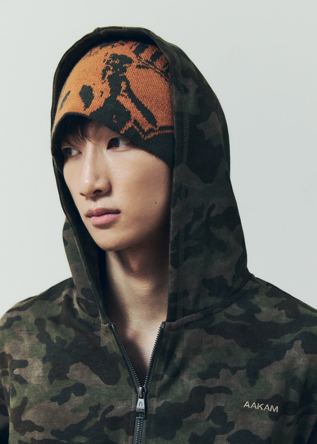 AAKAM Vintage Graphic Jacquard Beanie (Khaki)