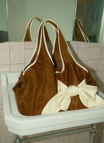 siweol Bow Shoulder Bag -  tan