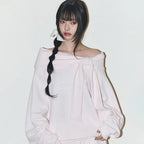 ILLIGO PURE BOW OFF SHOULDER SWEATSHIRT PINK