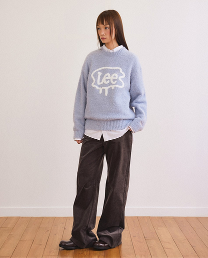 [Fallet x Lee] Brush Twitch Logo Knit / sky blue