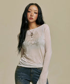 GILA ARCHIVE STAR WING SHEER LONG SLEEVE_WH
