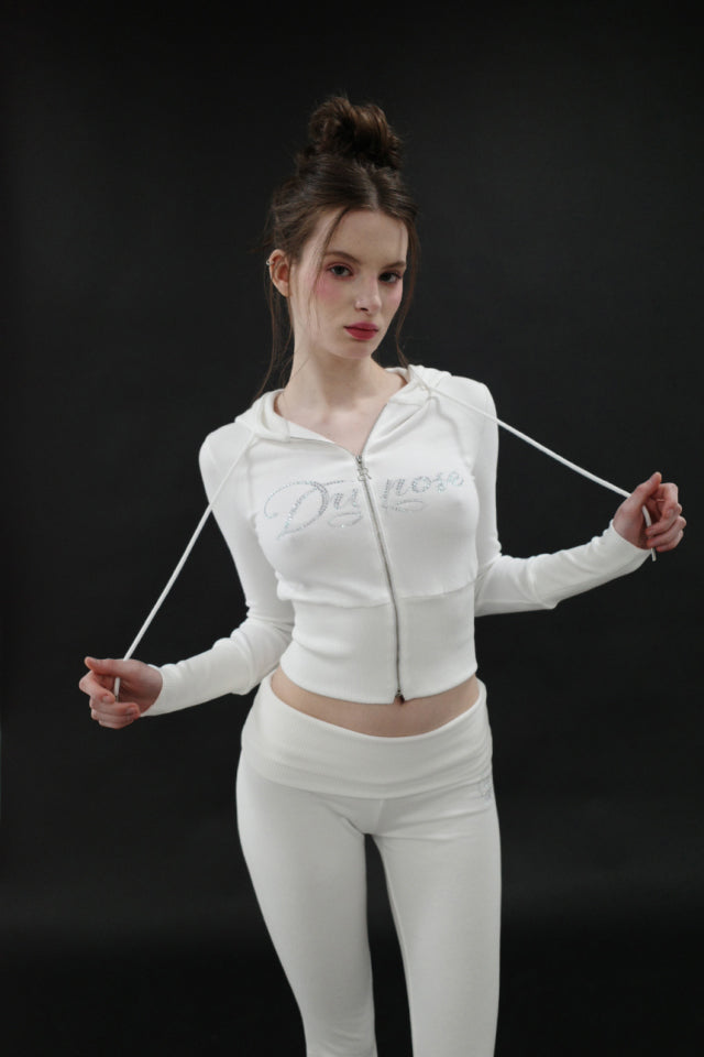 [시안同款🎀] DRYROSE RIB POINT HOOD ZIPUP / IVORY