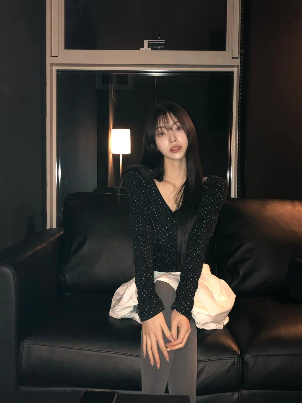 [韓國製造🇰🇷] BLACKUP Dot V-Neck Long Sleeve Tee / 2colors