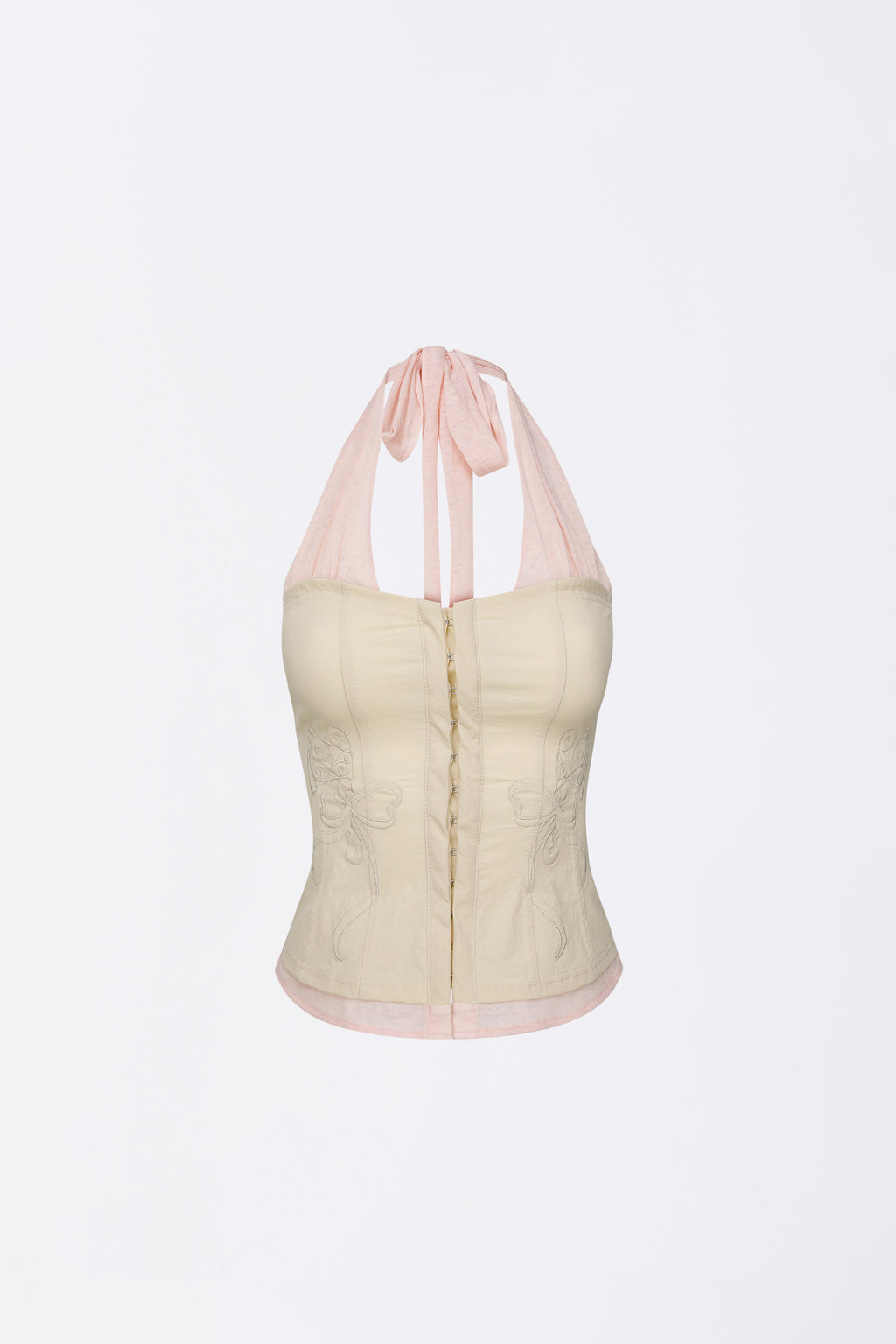 Farm Corset Halter Top Raw/Baby Pink
