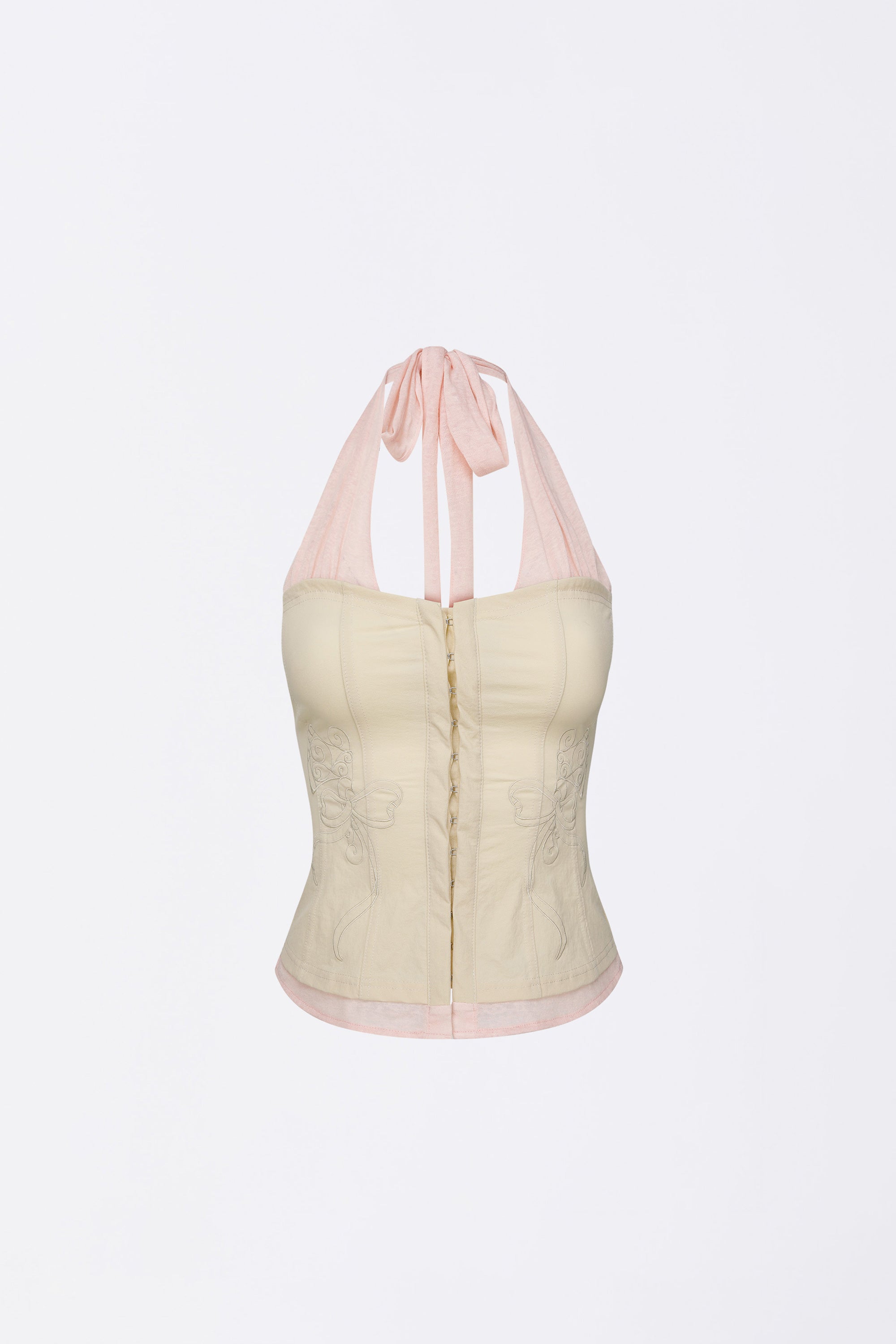 Farm Corset Halter Top Raw/Baby Pink