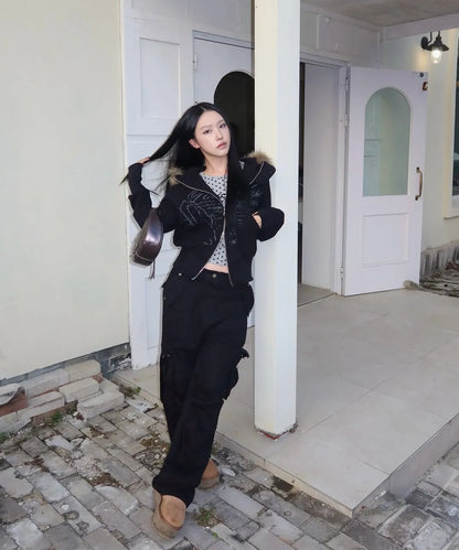 NASTY FANCY RUTHLESS FUR HOODED ZIP-UP (BLACK)