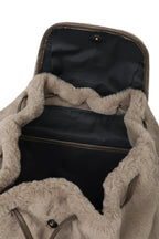 DEINET POM POM FUR BACKPACK IN MOCHA