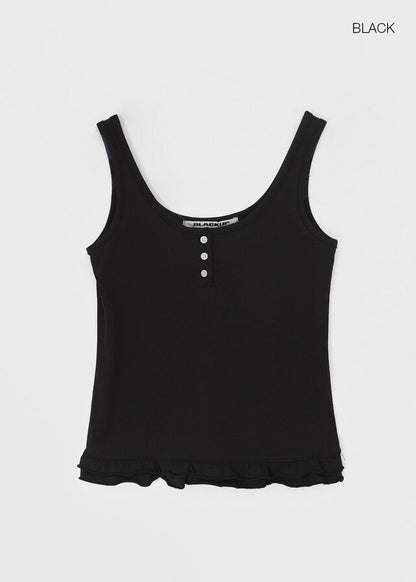 [韓國製造🇰🇷] Frill Henry Neck Tank Top / 2colors