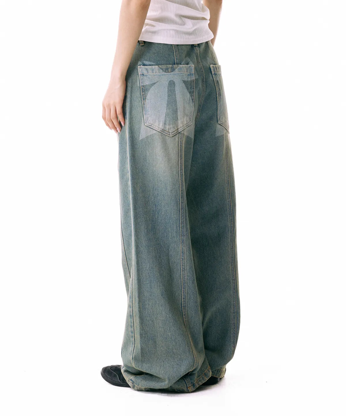 Ribbon Denim Pants (Sand Blue)