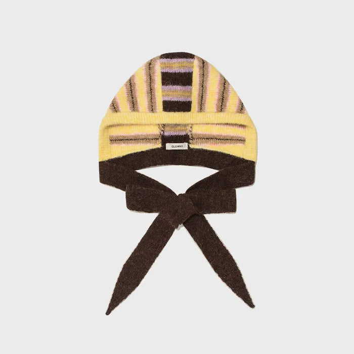 GLOWNY SUNDAE STRIPE KNIT BALACLAVA (BROWN)